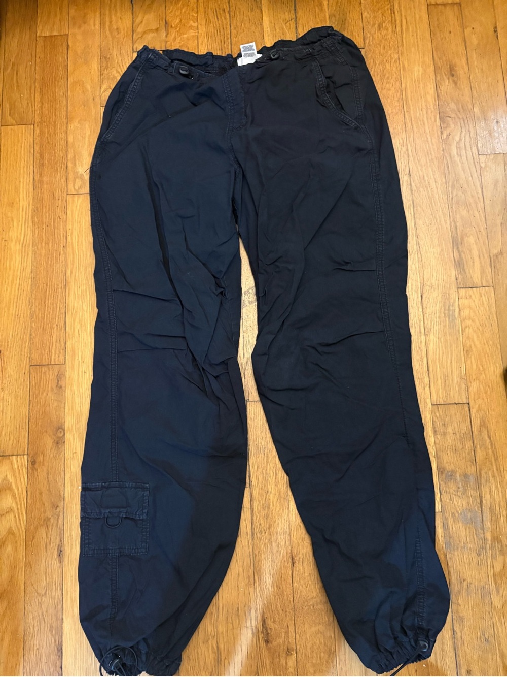 Garage black parachute pants